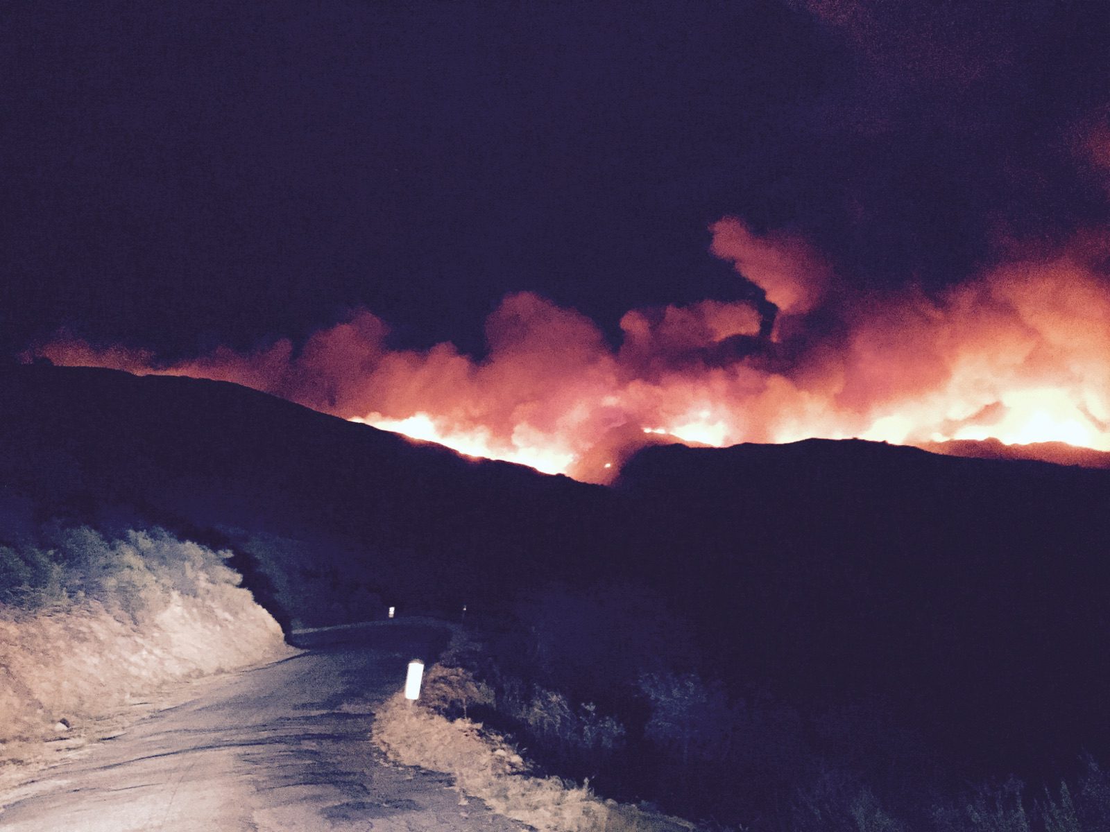Fire reported on top of Refugio Rd in SY Mountains