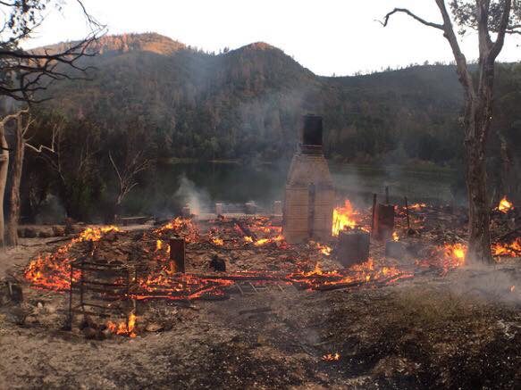 Cabin fire at Zaca Lake starts vegetation fire
