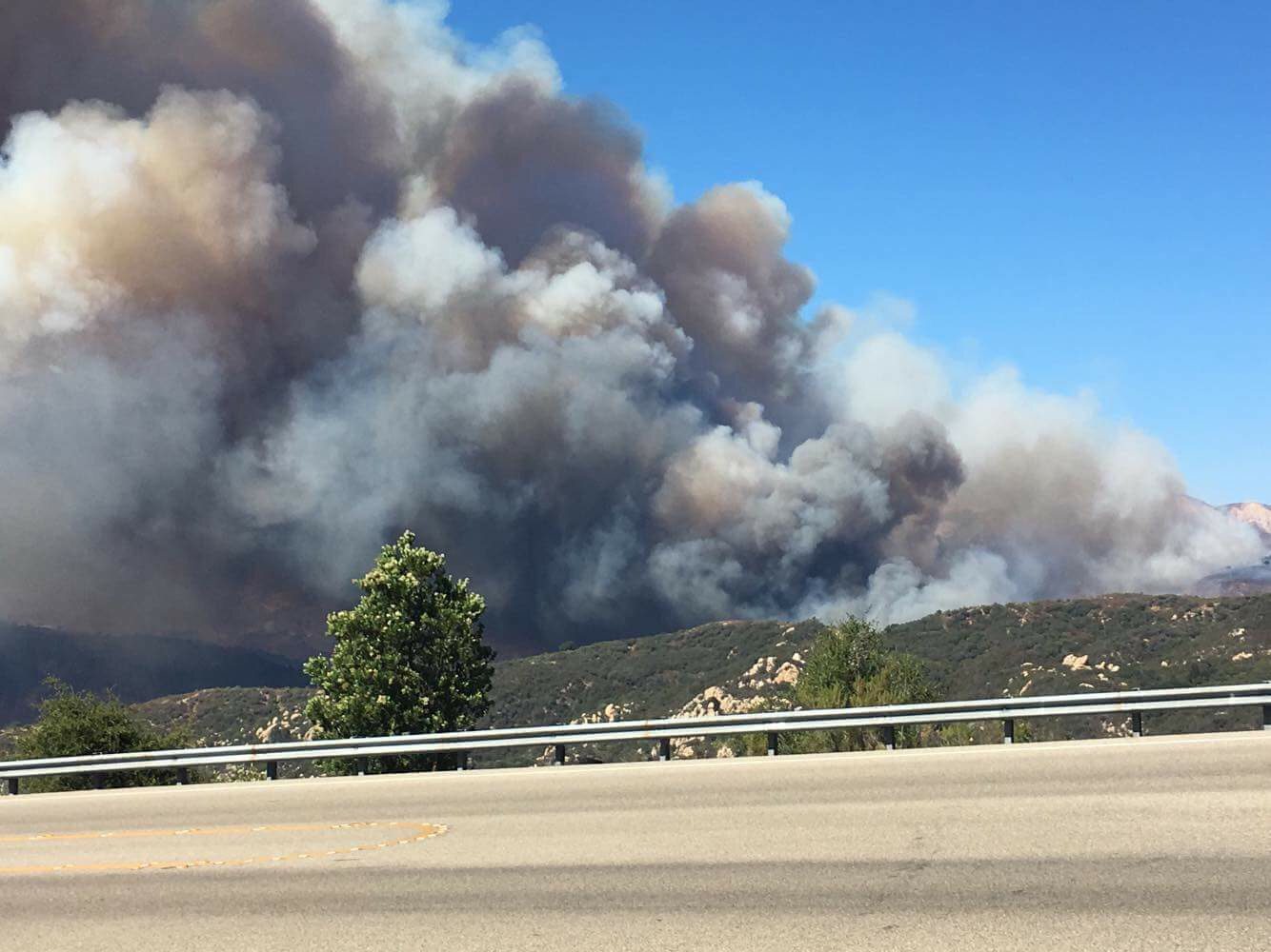 Highway 154 closed due to Rey Fire