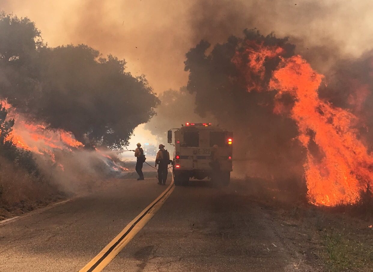 Fire reported on Foxen Canyon Road north of Los Olivos