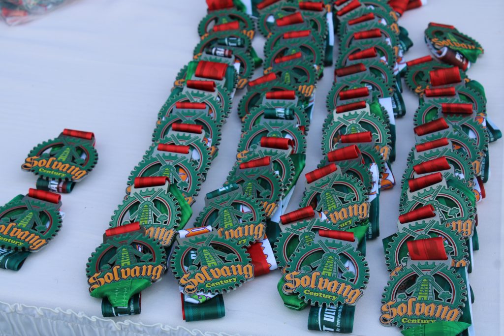 Century Ride organizers had custom medals for those who participated in the Solvang Century Ride on March 4. Photo by Mike Chaldu