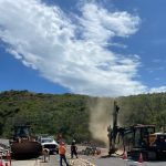 Drilling operation now underway following roadway cracking on Highway 154 near San Antonio Creek Road