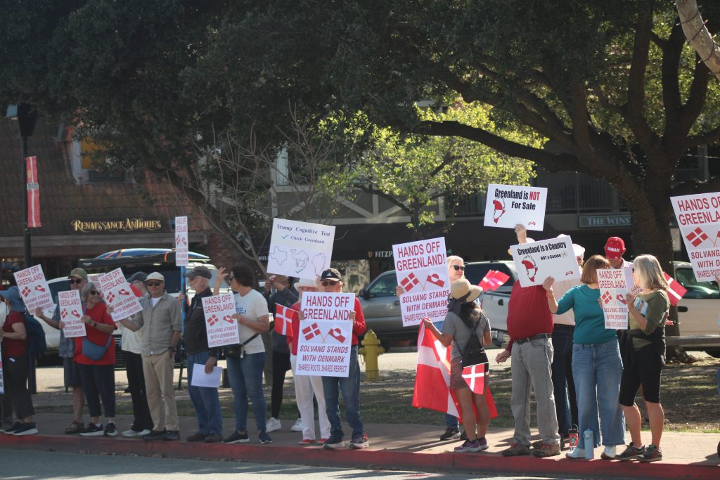 Solvang demonstrators stand with Denmark, tell U.S. administration ‘Hands off Greenland!’