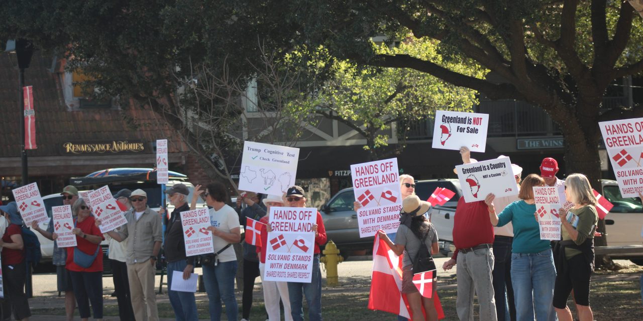 Solvang demonstrators stand with Denmark, tell U.S. administration ‘Hands off Greenland!’